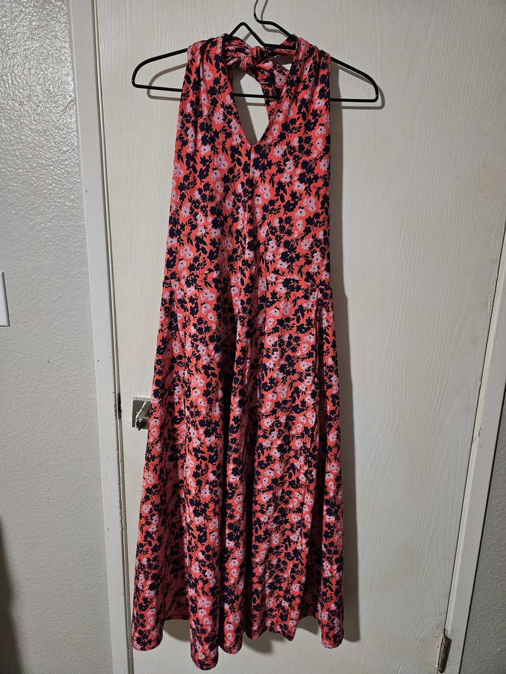 Pact Pink & Black Floral Backless Halter Maxi Dress